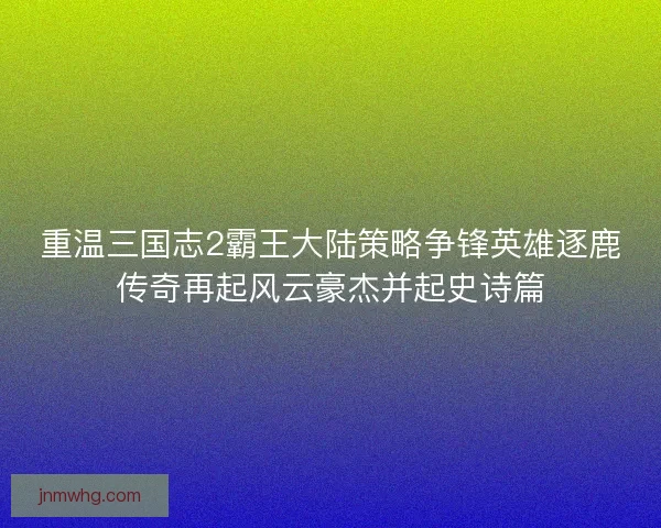 重温三国志2霸王大陆策略争锋英雄逐鹿传奇再起风云豪杰并起史诗篇 重温三国志2霸王大陆策略争锋英雄逐鹿传奇再起风云豪杰并起史诗篇